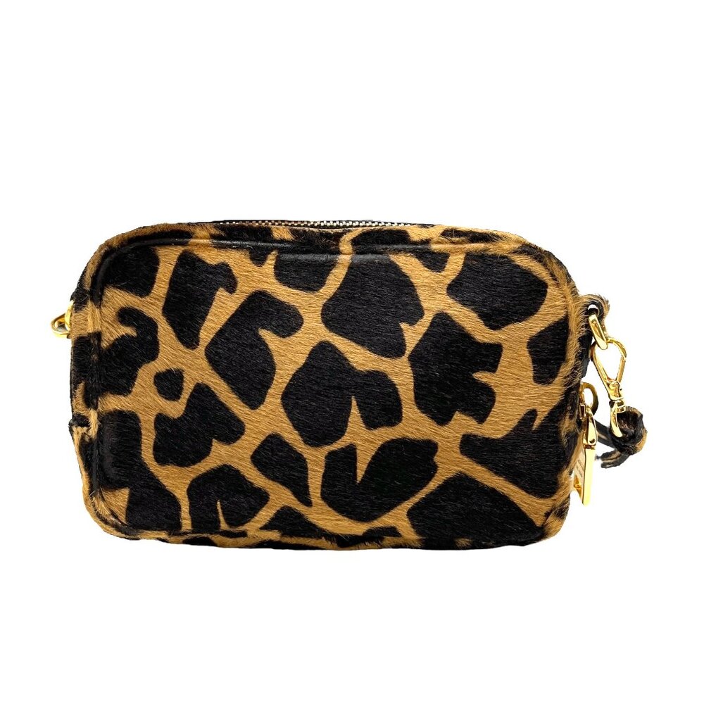 PRADA Vintage Logo Pony Hair Giraffe Crossbody Mini Bag Camel Brown [105915] - Picture 6 of 13